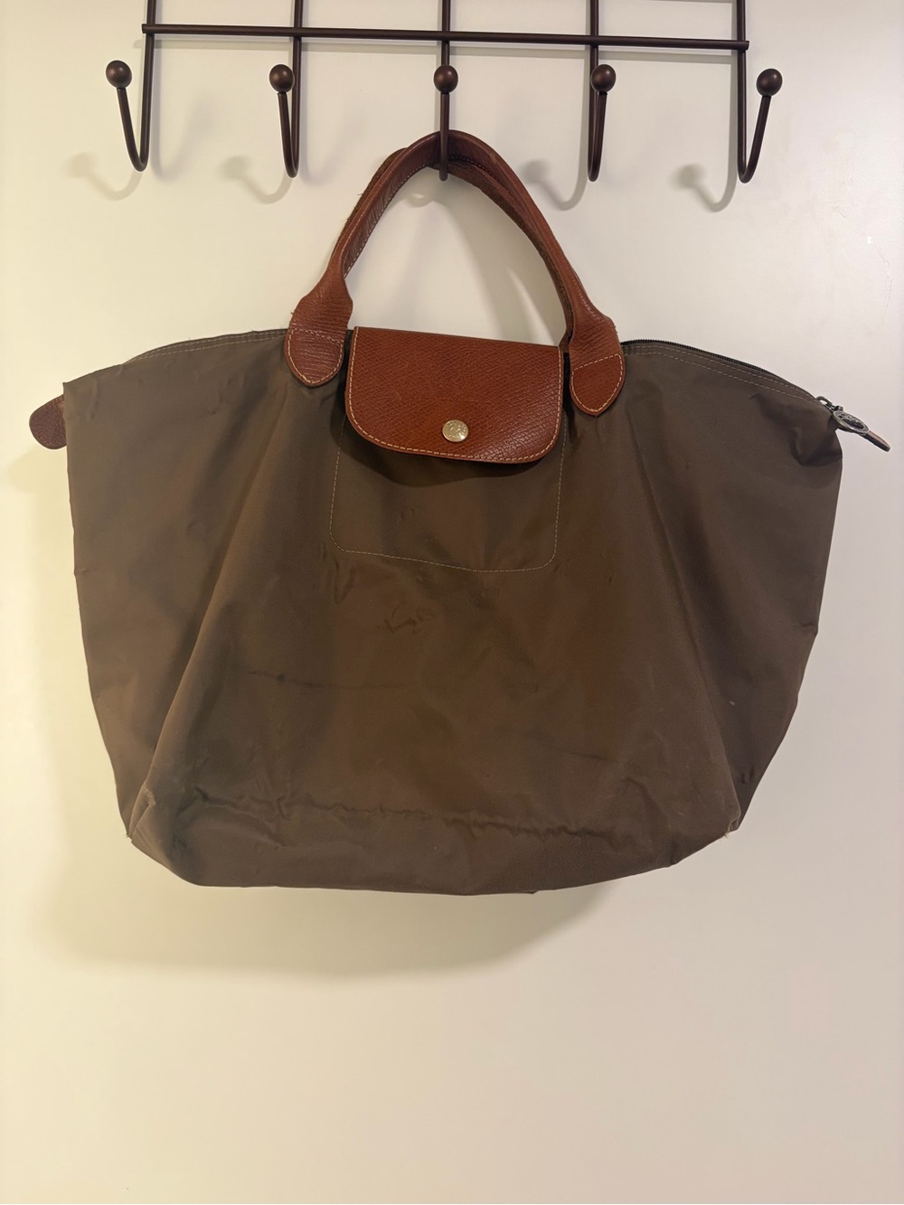 Longchamp Le Pliage kaki Tote Bag